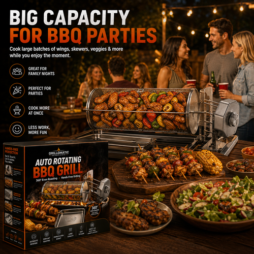 🎁 Warehouse Clearance🏆 10,000 Sold This Week✨🔥 Automatic Rotating BBQ Grill Rack